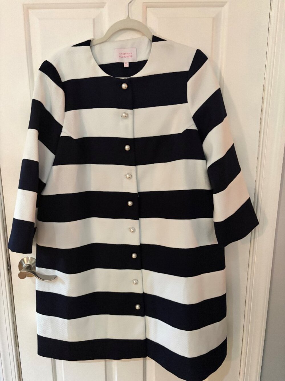 Tuckernuck x Atlantic Pacific XL Navy White Striped Pearl Button Jacket EUC